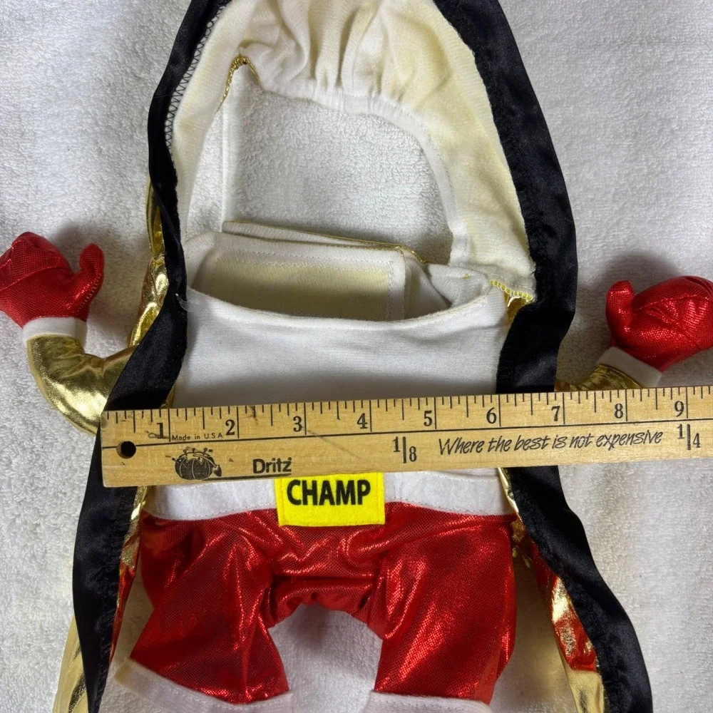Pet Costume Boxer Champ Dog Cat Outfit Hoodie Red Shorts Gold‎ Robe Small